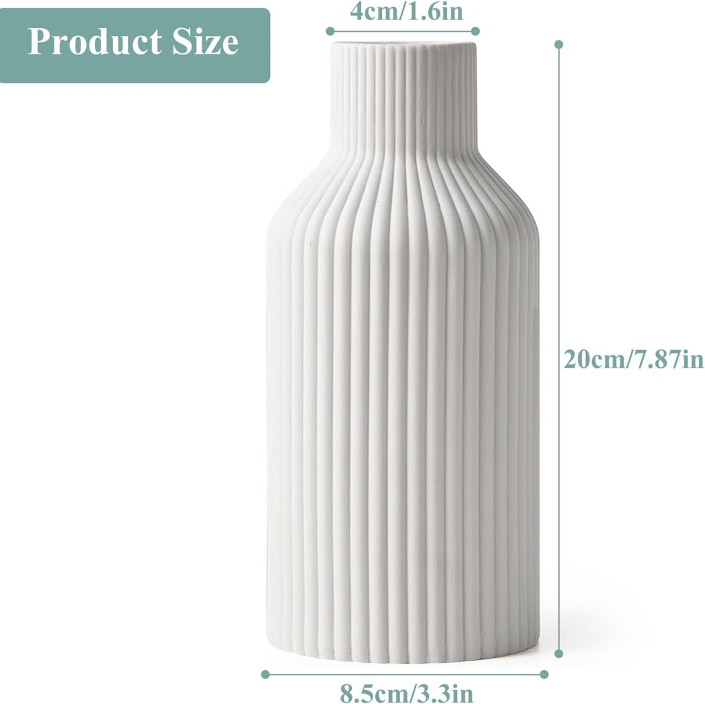 Vase En Céramique Blanc, Vase Pour L'Herbe De La Pampa, Boho Style Nordique, Pour Salon, L'Entrée, Le Bureau, Blanc